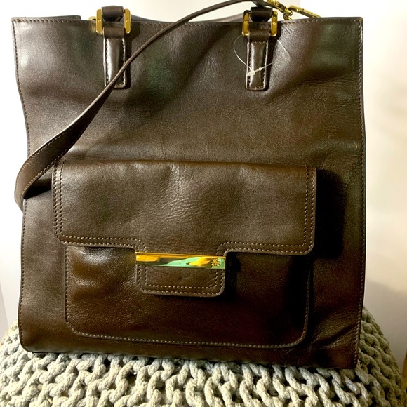 Tory Burch Handbags - Tory Burch NWOT Brown Leather Tote Bag 12x16, Sleek, And So Beautiful w/Dust Bag
